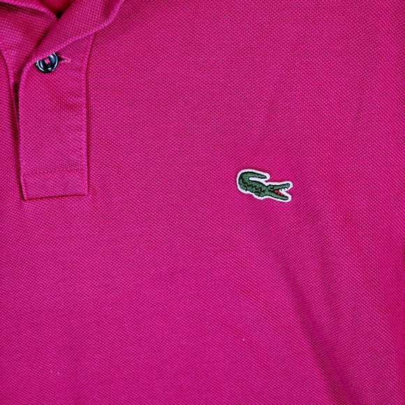 Lacoste Men's Slim Fit Vintage Polo Size 8 Short Sleeve Button Pink 100% Cotton - Picture 4 of 6